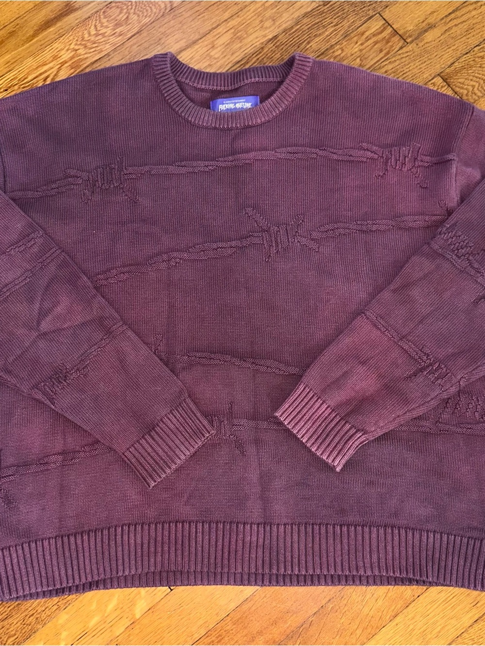 Fucking Awesome Barbed Wire Knit Sweater - Mauve / Burgundy